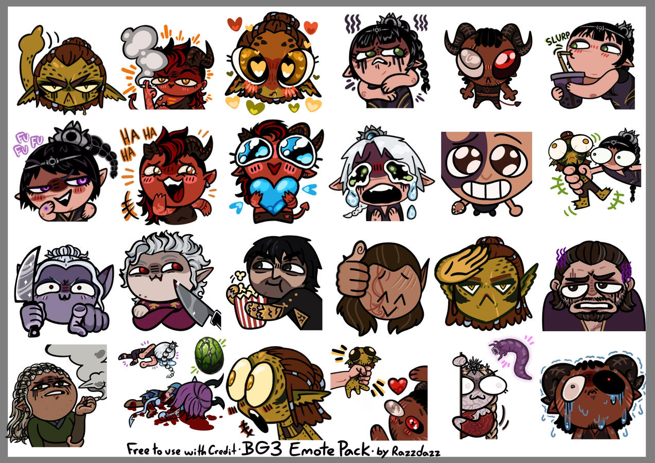 page of Baldur's Gate 3 custom emotes